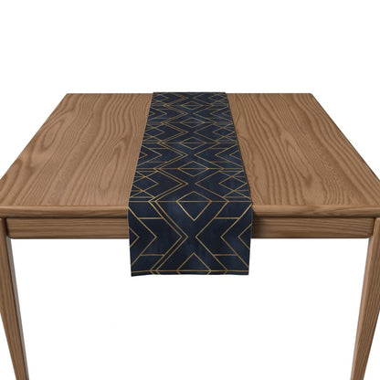 Velvet Golds Dark Blue Runner, a Plush Decorative Centerpiece in Dark Blue & Gold, 35x140 cm, an Opulent and Luxurious Table Scarf for a Sophisticated and Modern Dining Experience