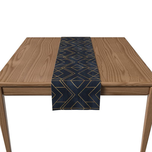 Velvet Golds Dark Blue Runner, a Plush Decorative Centerpiece in Dark Blue & Gold, 35x140 cm, an Opulent and Luxurious Table Scarf for a Sophisticated and Modern Dining Experience
