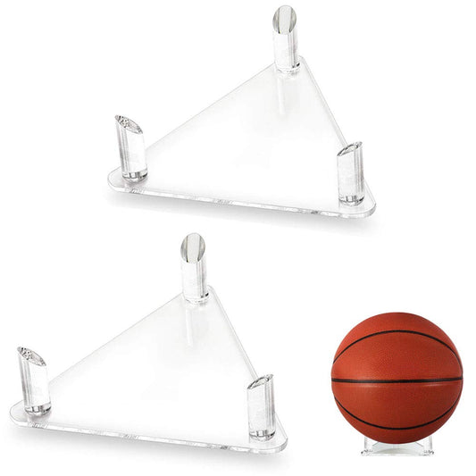 2 Pack Acrylic Ball Stand Holder, Clear Display Rack for Autographed Sports Balls, Storage for Basketball, Football, Soccer, and Volleyball, Modern Memorabilia Mount