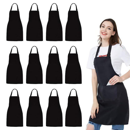 Waterproof Bib Apron - Unisex Apron Bulk with 2 Roomy Pockets Machine Washable for Kitchen Crafting