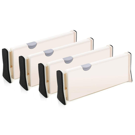 Other Drawer Dividers Pack of 4 Expandable Adjustable Dresser Drawer Organizers With Anti Scratch Foam Edges, White