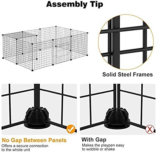 Metal Rabbit Cage (12 Count) - Easy Assembly - Black - 35cm x 35cm x 35cm