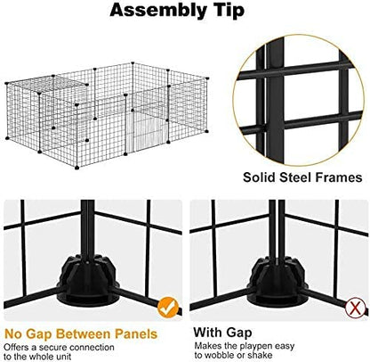 Metal Rabbit Cage (12 Count) - Easy Assembly - Black - 35cm x 35cm x 35cm