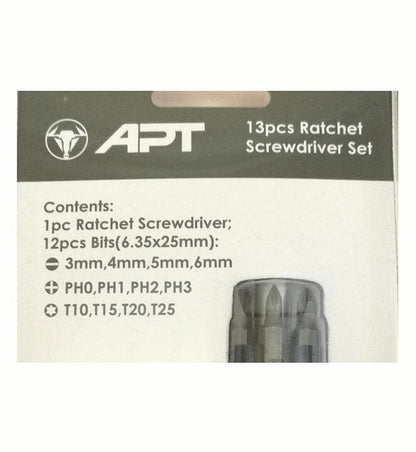 APT 13 pcs ratchet screwdriver set hand able to folder