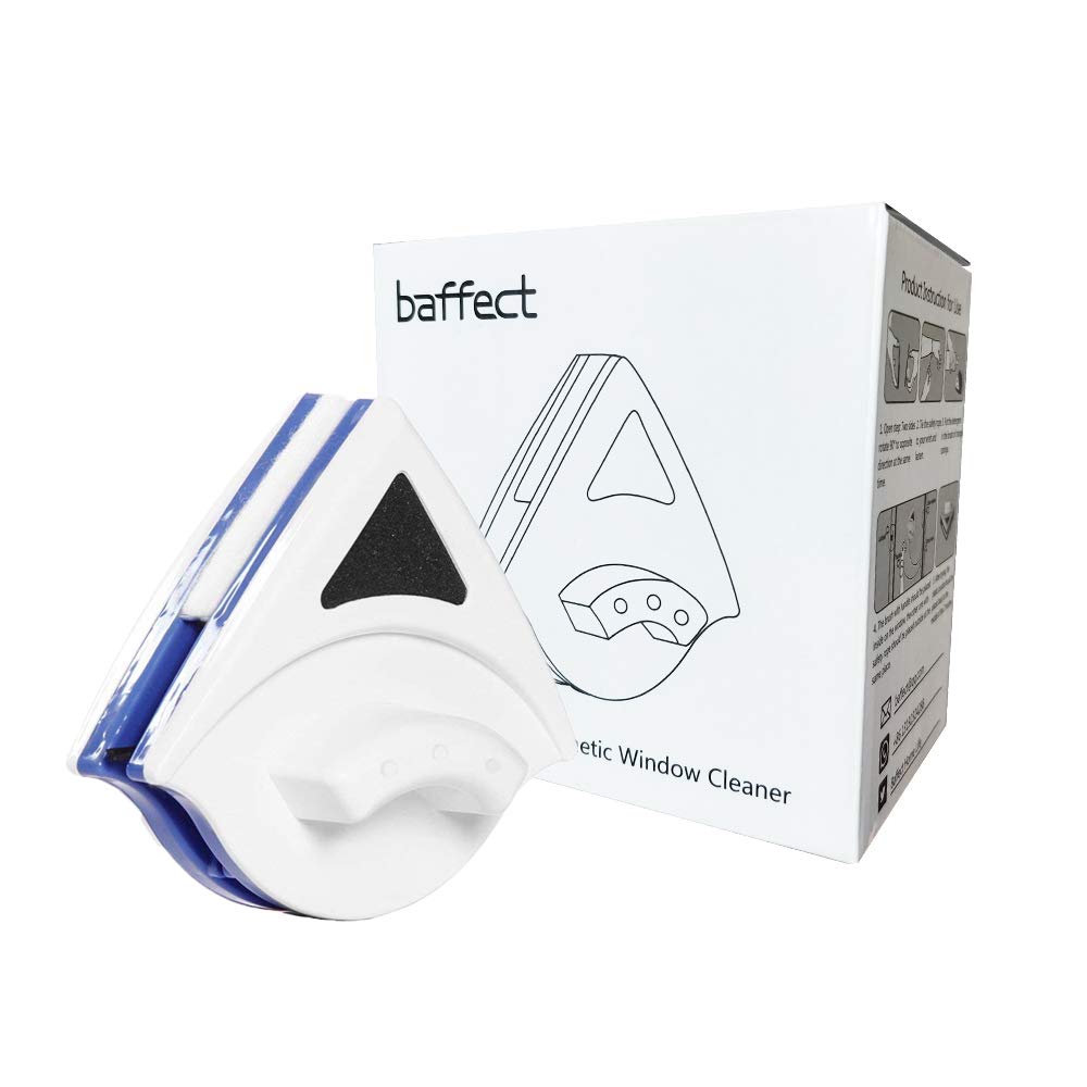 Baffect Home Double Side Magnetic Window Cleaner Ultra-Strong Both Side Glass Surface Cleaning Brush Wiper Tools with ergonomic handle design for High-rise and Car Glazed Windows Thickness (3-8mm)