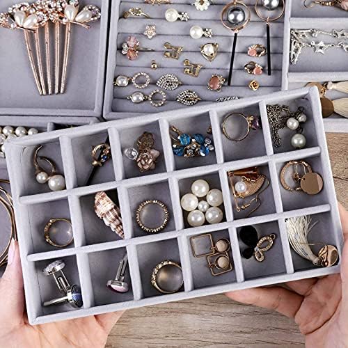 Jewelry Trays Organizer, Closet Drawer Accessories Tray Set of 4 Drawer Organizer for Earring, Ring, Gadgets & Cosmetics, Display Organizer Necklace Storage Showcase Bracelet Removable Tray
