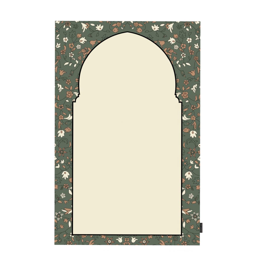 Al-Rawda Portable Prayer Mat, a Waterproof and Lightweight Travel Rug that folds into a Compact Pocket Size, Olive, a Durable and Convenient Mat for Muslim Prayer (Salah) anytime, anywhere