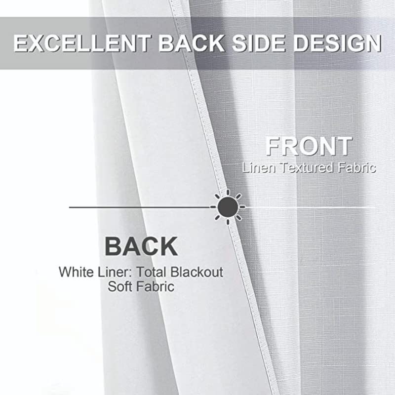 INtex Curtains Linen 100% Blackout Curtains for Bedroom Living Room Thermal Insulated Fabric -Room Darkening -Steel Grommet Window Curtains -1 Piece Ivory 140W X 250L CM