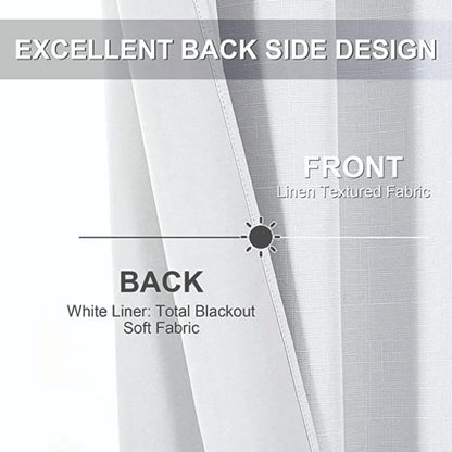 INtex Curtains Linen 100% Blackout Curtains for Bedroom Living Room Thermal Insulated Fabric -Room Darkening -Steel Grommet Window Curtains -1 Piece Ivory 140W X 250L CM