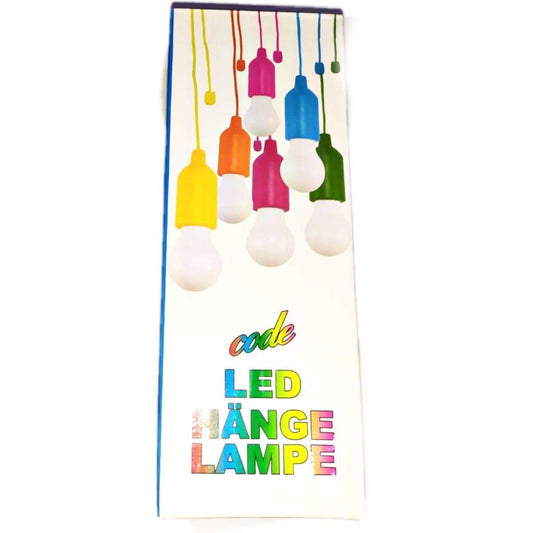 A lamp is attached to a green color rope and contains a battery