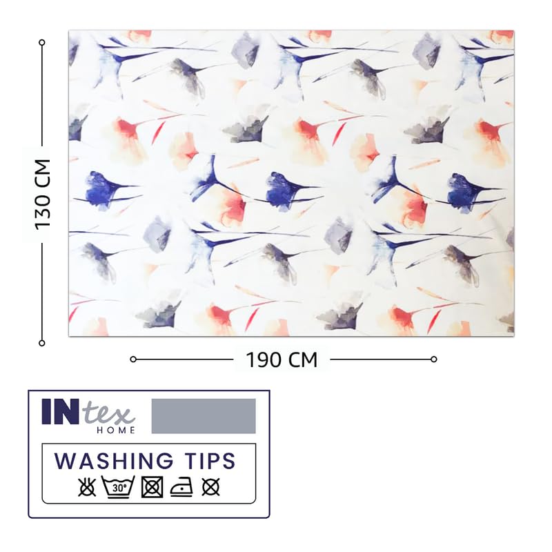 INTEX HOME Tablecloth, Sou Floral Pattern, Rectangle Design, Premium Linen Velvet Fabric, Ultra-Soft and Wrinkle-Resistant, 130×190 cm, 1 Piece, Elegant Table Cover for Dining, Kitchen, or Living Room