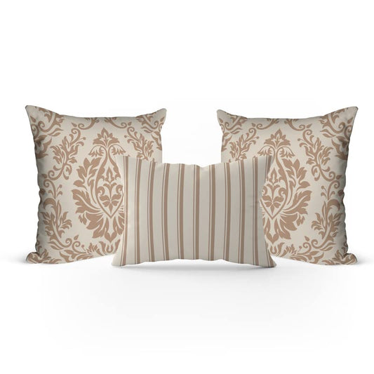 Velvet Cream Sophia Set Cushion Cover in Beige & Off-White, a plush decorative pillow with a sophisticated design, 40x40 cm, perfect for an elegant, chic, and luxurious living room aesthetic