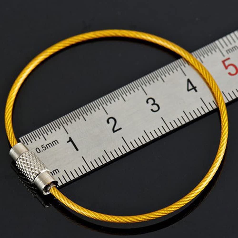 ZHANGTIAN 10Pcs Colorful Stainless Steel Wire Keychain Rope Key Chain Aircraft Gear Cable Ring Keyring for Outdoor Hiking