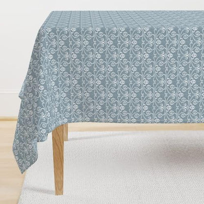 INtex Home Linen-Look Tablecloth, Elegant Meadow Breeze Printed Design, Wrinkle-Resistant Fabric for Dining Room Occasions Events and Everyday Use, 1 Piece - 130 x 200 cm - Petrol Blue