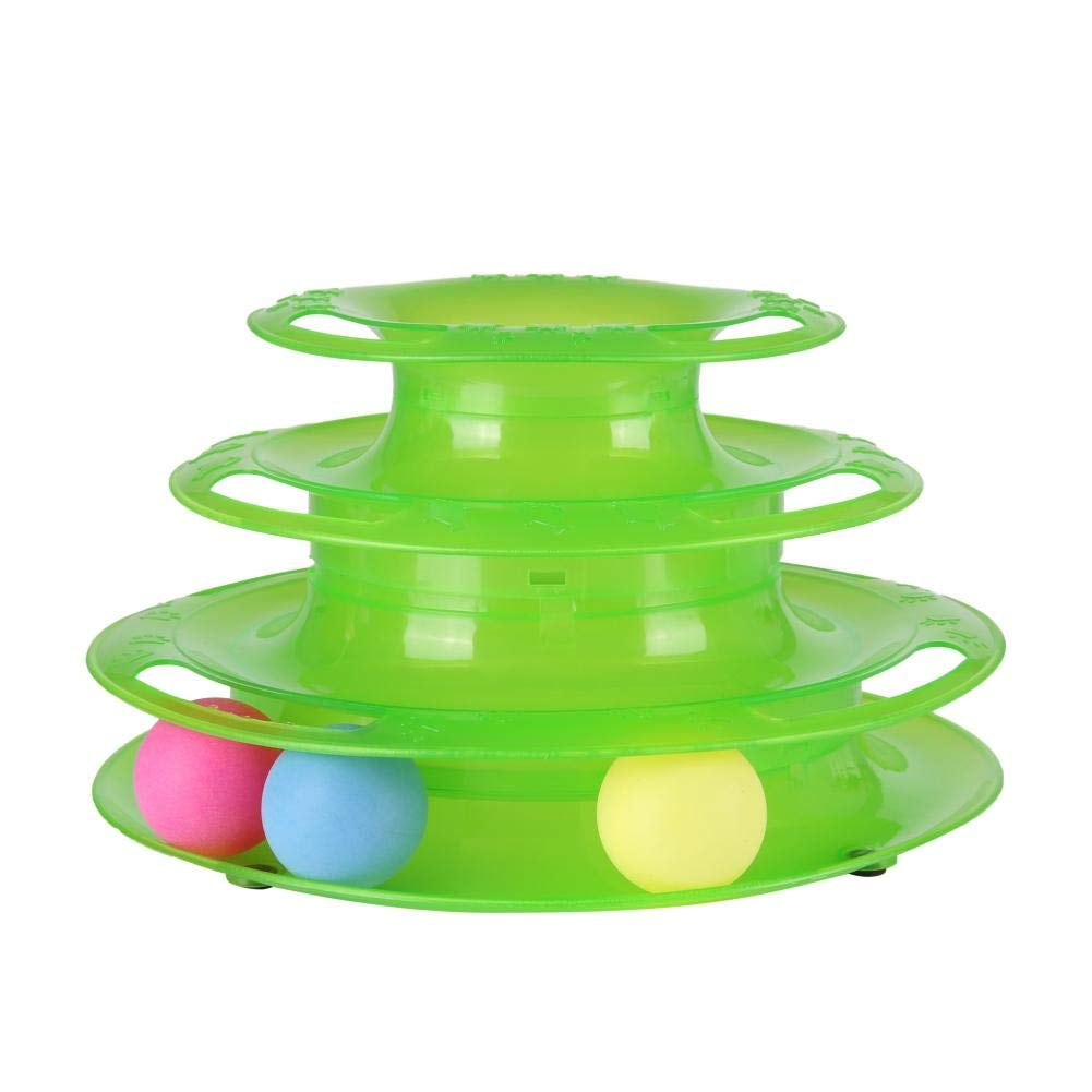 Pet Toys Cat Dog Interactive Tower of Tracks Pet Crazy Ball Disk Toy Green