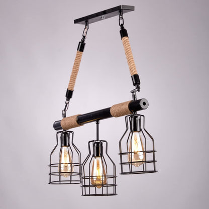 Cannon black rope chandelier 3 lamps r1039
