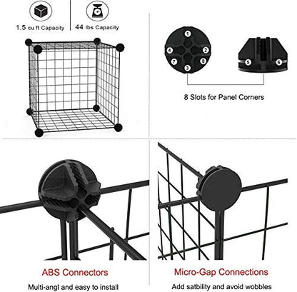 PATIOSNAP Pet Fence, 12 Pieces DIY Metal Wire Playpen, Carrier Play Yard for Small Pets - Rabbit, Guinea Pigs, Puppy - Portable Indoor Outdoor Cage