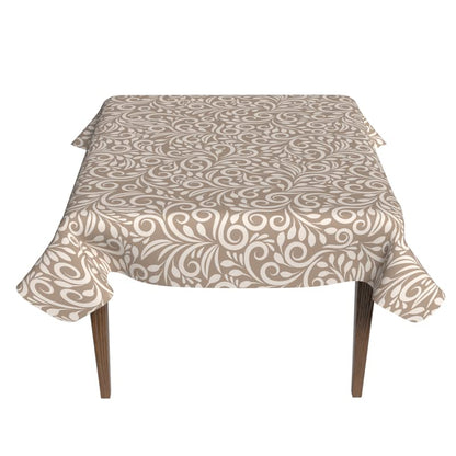Cran Waterproof Tablecloth, a Spillproof Square Table Cover made from Durable Polyester Fabric, 140x140 cm, Beige & White, a Stain-Resistant Protector for Kitchen or Dining Room