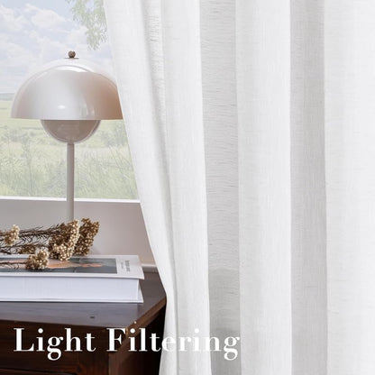 INtex CURTAINS House Semi-Transparent Linen Sheer Curtain, Lightweight Fabric with Steel Grommets, Elegant One Piece Window Panel for Living Room or Home Décor - 400 W x 270 L - Café