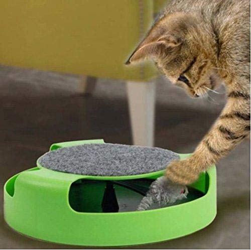 Pet Cat Kitten Toy Rotating Mouse Chase Game Catch the Mouse Natural Motion Chase and Scratch Board