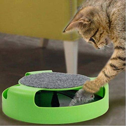 Pet Cat Kitten Toy Rotating Mouse Chase Game Catch the Mouse Natural Motion Chase and Scratch Board