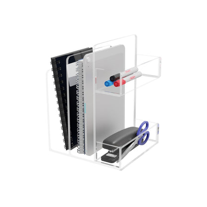 Acrylic Magazine and File Holder, Clear Desk Organizer for Mail and Folders, Modern and Sturdy Workspace Accessory and File Sorter for Office, Home, and Reception Areas