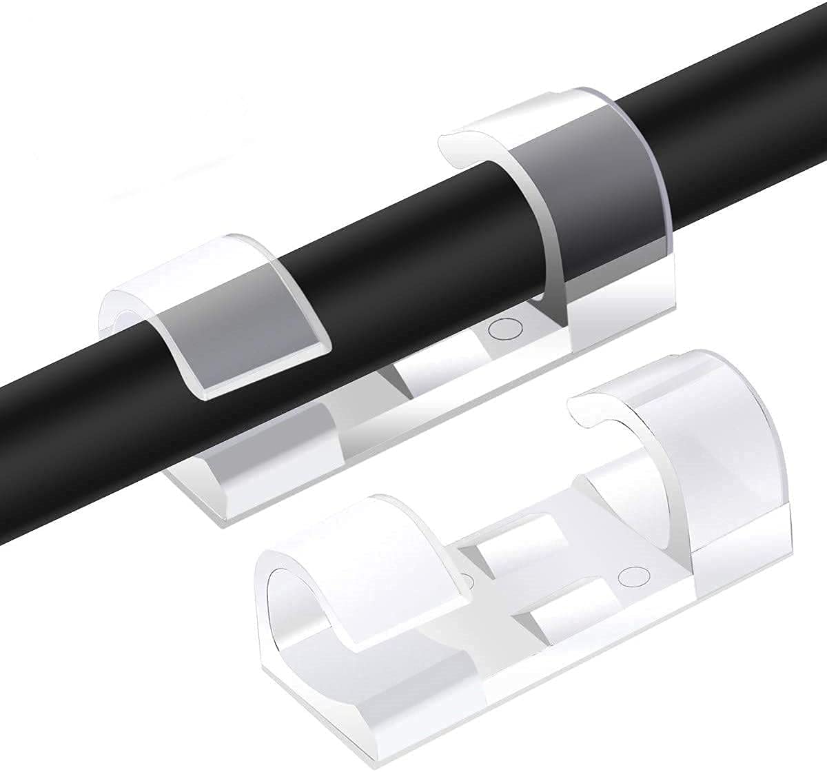 SYGA 60 Pieces self-Adhesive Cable Clips Organizer Drop Wire Holder Cord Management System (Transparent)