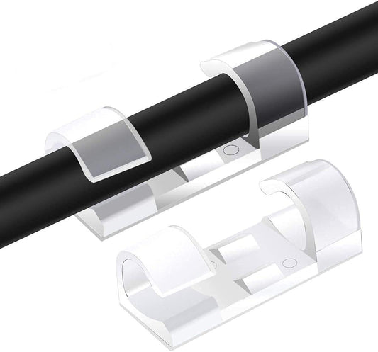 SYGA 40-Piece Transparent Cable Clips Organizer Drop Wire Holder Cord Management System