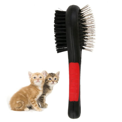 TadKeep Dog Brush for Grooming Pet Double Sided 2 in 1 Pin & Bristle Soft - Slicker Detangling Comb Cat and Shedding, Removing, Dirt Cleaning Short or Long Hair, Black, L