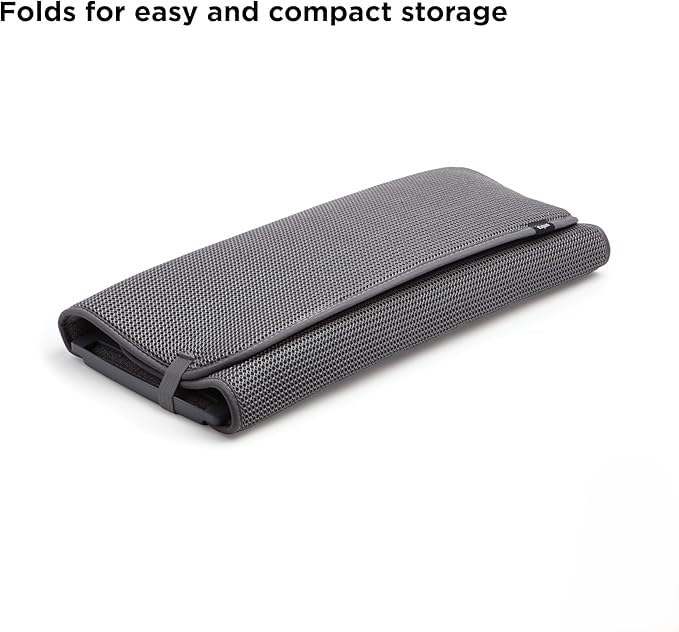 2-in-1 Dish Drying Rack with Absorbent Microfiber Mat, Removable Rust-Resistant Rack, Non-Slip Mat, Machine Washable, Ideal for Small Kitchens, Space-Saving Dish Organizer, Grey, 61 x 46 Cm