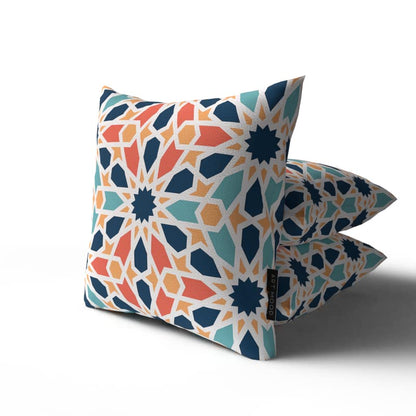 Islamic Unique Arabesque Cushion Cover, a multicolor decorative throw pillow with an intricate, traditional pattern, 40x40 cm, adds timeless elegance and cultural beauty to your home