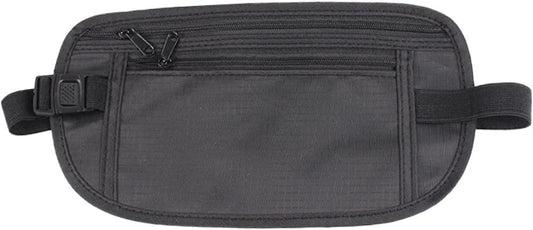 Waterproof Invisible Travel Waist Bag With Hidden Security Zipper Pocket And Strong Strap Practical For Personal Supplies - Black