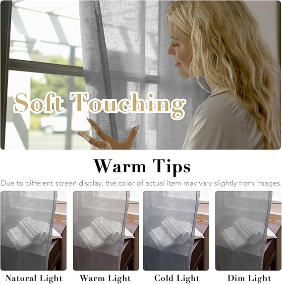 INtex CURTAINS House Semi-Transparent Linen Sheer Curtain, Lightweight Fabric with Steel Grommets, Elegant One Piece Window Panel for Living Room or Home Décor - 400 W x 270 L - Café