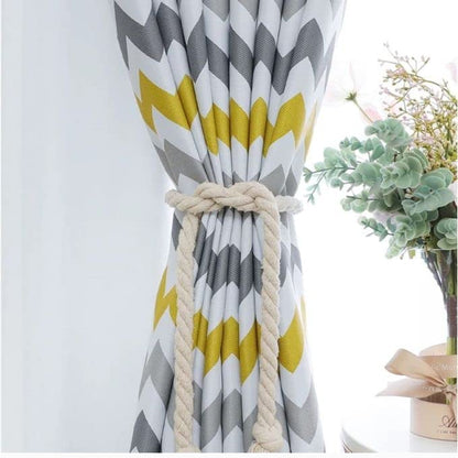INtex CURTAINS House Luxury velvet curtains - Modern Design - Stripped Zigzag -Digital Printed - Steel Grommets - 1 Piece 140W X 230L CM Yellow * Grey