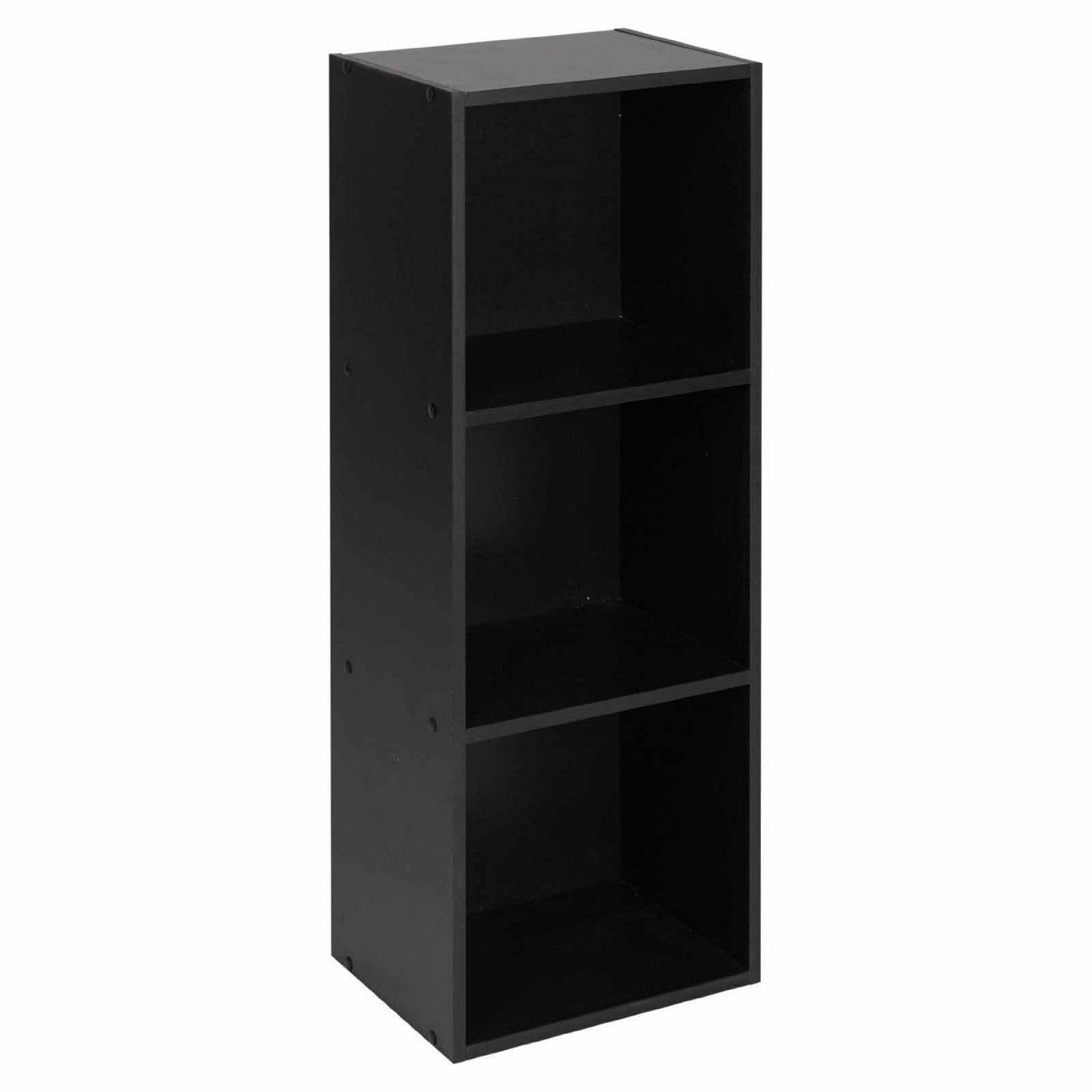 3 Shelf Wooden Bookcase, Modern Shelving Display and Storage Shelf Unit, Versatile Wood Bookshelf for Living Room, Bedroom, or Office, Freestanding (Black)