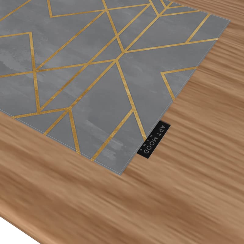 Grey Gold Canvas Placemats Set of 6, durable 45x30 cm washable table mats in Grey & Gold, featuring a chic metallic design for a modern and glamorous dining table presentation