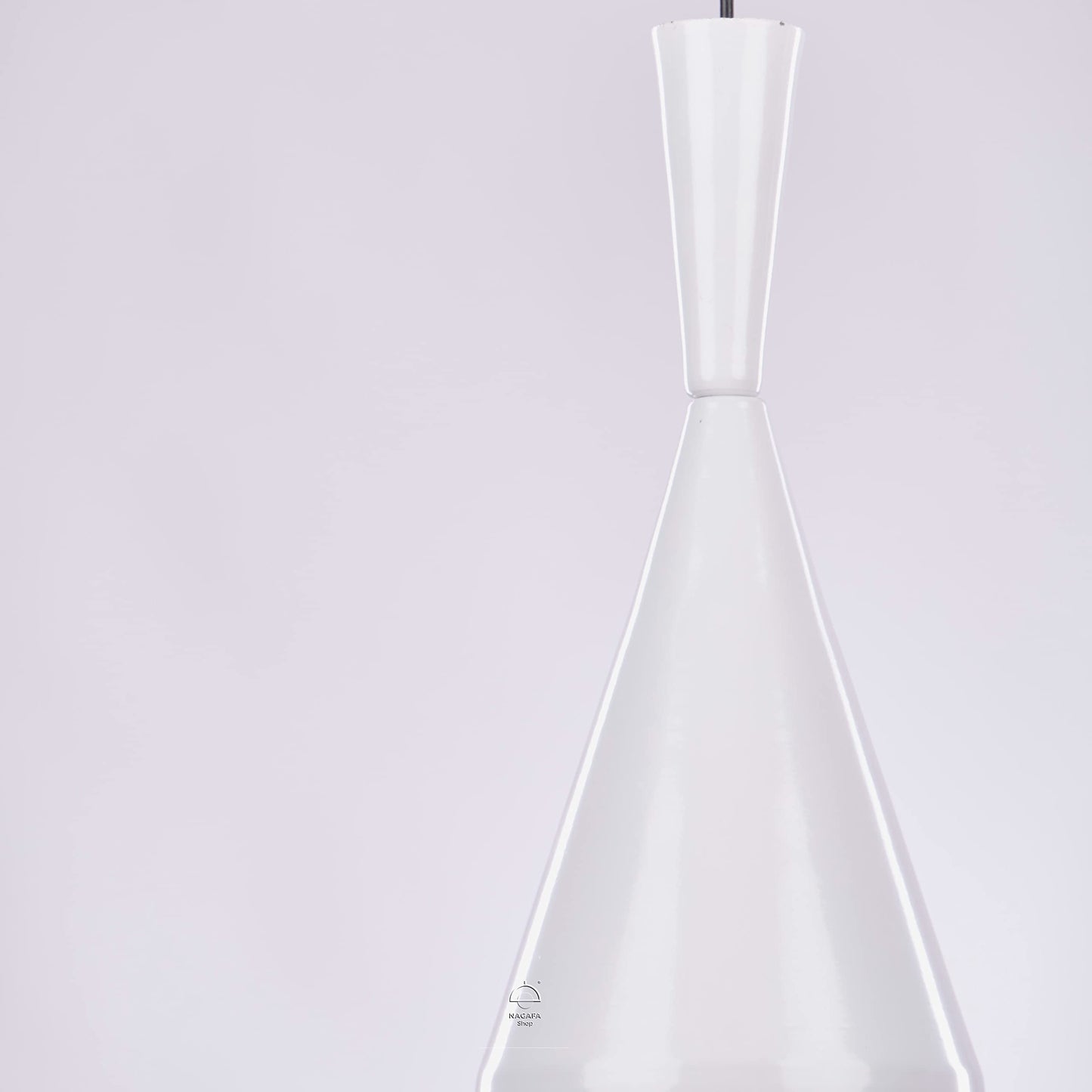 دلايه سقف مودرن كون ابيض من الالومنيوم 1 لمبه من نجفه شوب