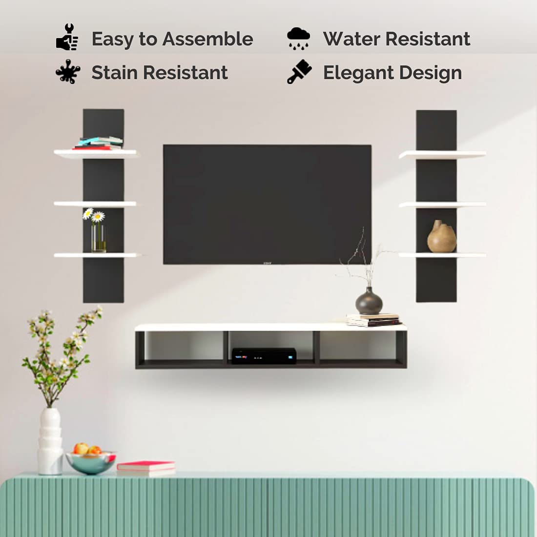 Wooden Bookcase for Kids with 5 Sections, Decorative Storage Unit and Floor Standing File Cabinet for Study or Playroom, 80cm Tall in Beige Manufactured Wood