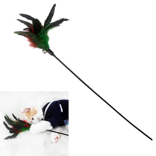Feather pole stick with small bell cat toys