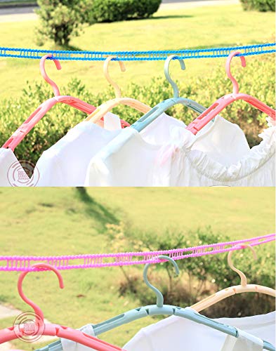 wecan 3Pack 5m/ 16.4ft Washing Line, Outdoor Windproof Clothesline, Portable Clothes Line for Clothes Drying, Airer Windproof Non-slip Rope Elastic Laundry Line, Use for Outdoor Camping Travel Hanger
