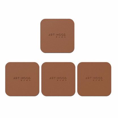 Leather Coaster Set - Premium Faux Leather Coasters with Stylish Touch, Heat-Resistant and Scratch-Proof - Perfect for Coffee Tables, Dining, and Home Decor, Set of 4