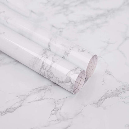 Smax Waterproof Wallpaper Self Adhesive Paper, Made with PVC, Best for Kitchen Countertop and Walls, Easy to Remove 60x500 cm (White Marble)