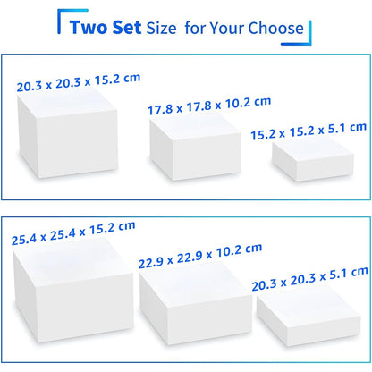 Buffet Risers Set, 6-Piece Acrylic Cube Display with Hollow Bottoms, Nesting Riser Stands for Dessert Table, Retail Display, Party and Buffet Presentations, 20 x 23 x 25 cm - White