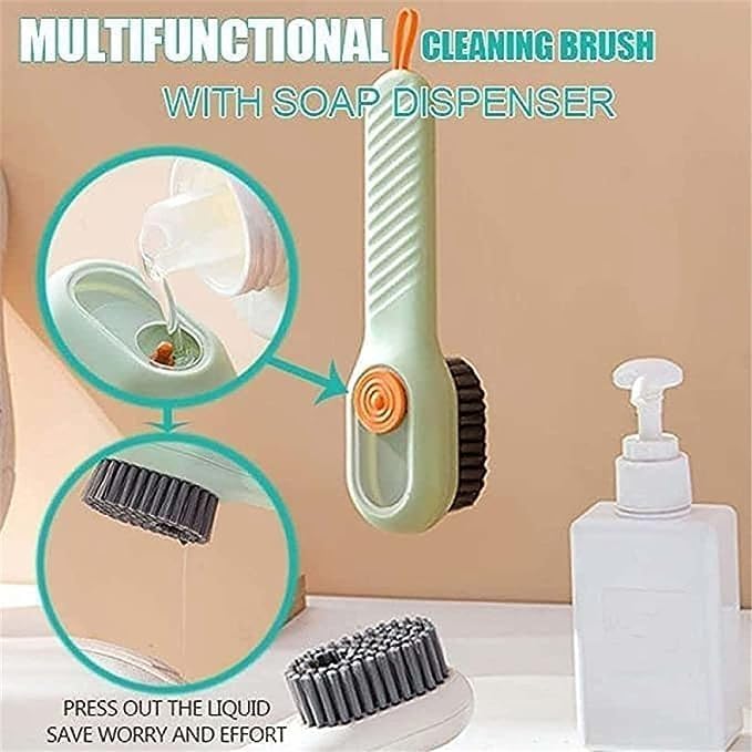 2Pcs Multifunctional Liquid Shoe Brush, Liquid Adding Soft Fur Cleaning Brush, Multifunctional Shoe Brush with Liquid Box, Long Handle Automatic Liquid Adding Cleaning Brush (White)