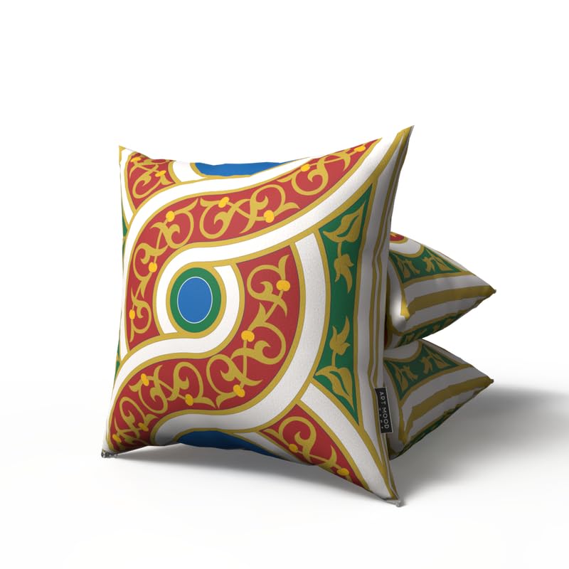 Orient Velvet Cushion Cover in White & Beige, a 40x40 cm decorative throw pillow with an elegant Eastern-inspired pattern, perfect for a sophisticated and serene Ramadan home setting