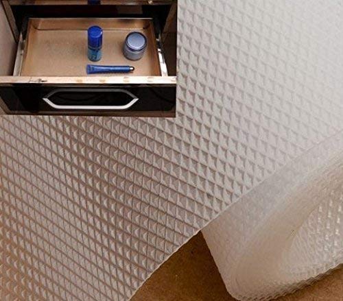 Kuber Industries Multipurpose Textured Super Strong Anti-Slip Mat Liner - Size 45X500cm (5 Meter Roll, White)