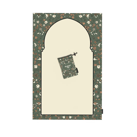 Al-Rawda Portable Prayer Mat, a Waterproof and Lightweight Travel Rug that folds into a Compact Pocket Size, Olive, a Durable and Convenient Mat for Muslim Prayer (Salah) anytime, anywhere