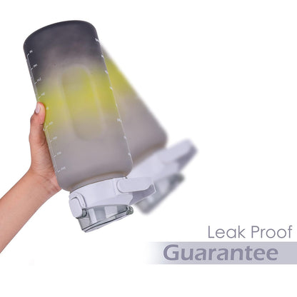 HUBTURE Set of 3 Water Bottle with Motivational Time Marker, Leakproof Durable Non-Toxic Sipper Water bottle for office, School Gallon Water bottle for gym (Black Yellow Grey, Plastic)