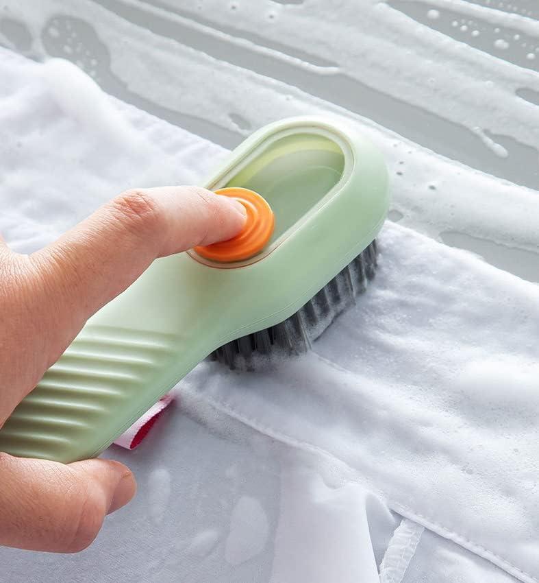 LAMBAMOON Multi-Function Hydraulic Cleaning Brus with Soap Dish Laundry Brush Scrub Brush with Soap Dispenser for Bathroom, Kitchen, Soft Laundry Clothes and Shoes Scrubbing Brush (Mint Green)