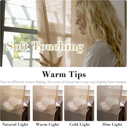 INtex CURTAINS House Semi-Transparent Linen Sheer Curtain, Lightweight Fabric with Steel Grommets, Elegant One Piece Window Panel for Living Room or Home Décor - 400 W x 270 L - Café